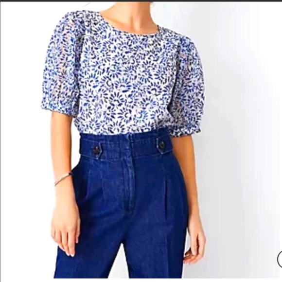 Ann Taylor Tie Back Puff Sleeve Top - Picture 3 of 5